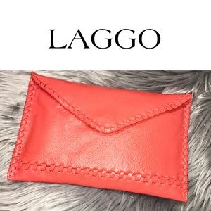 LAGGO orange leather envelope clutch